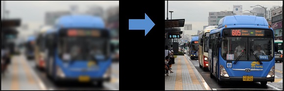 저시력자를 위한 버스 노선 인식 앱 사용 전·후[출처=관악구청]
